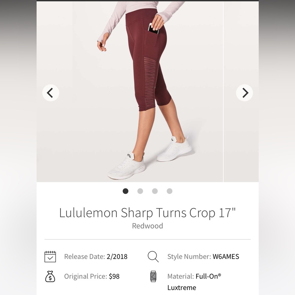 Lululemon Sharp Turns Crop 17" Leggings Women’s 6 Full-On Luxtreme W6AMES $98